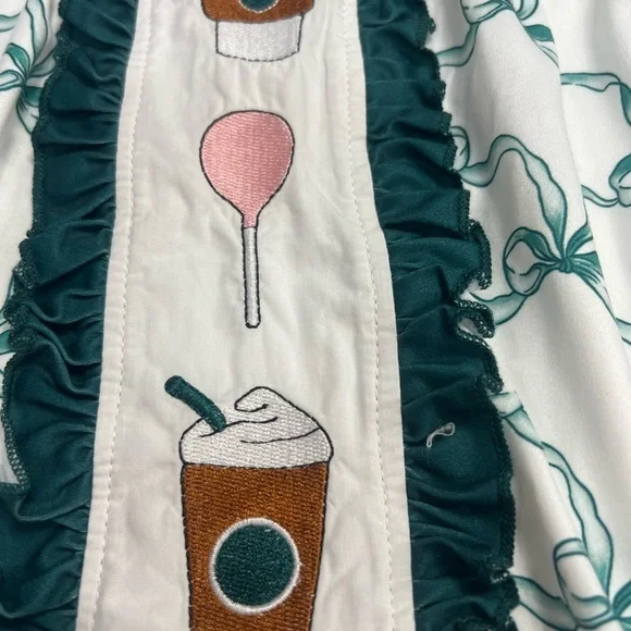 Girl Embroidery Short Sleeve Romper Collar Floral Smocked onesie size 18-24 mo - Picture 3 of 12